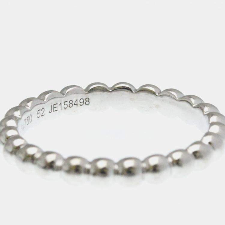 Pre Owned Van Cleef & Arpels Perlee 18K White Gold Ring EU 52