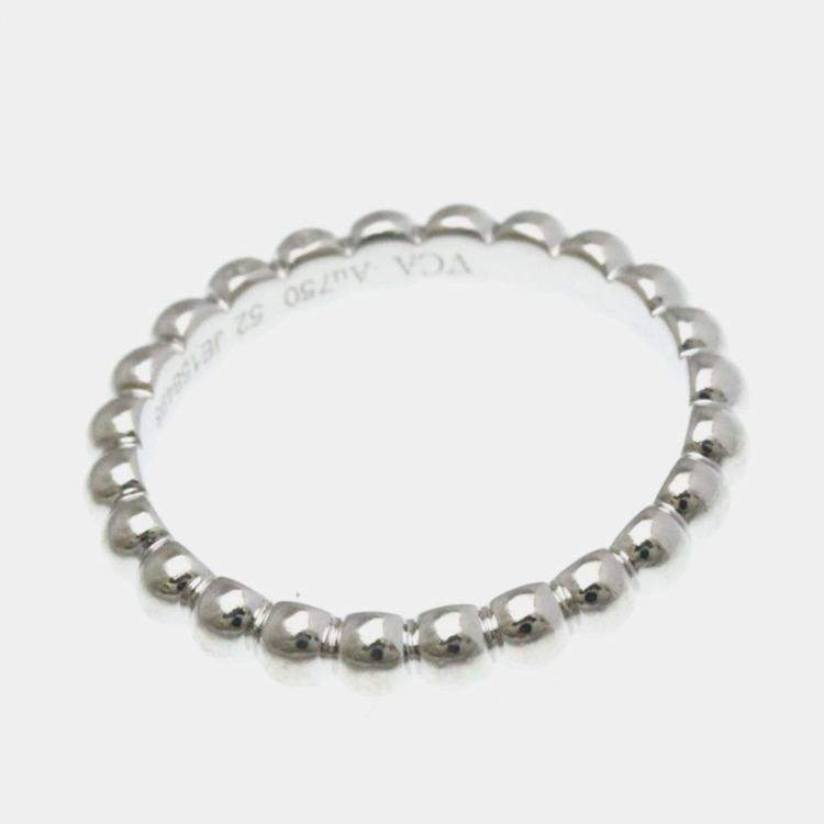 Pre Owned Van Cleef & Arpels Perlee 18K White Gold Ring EU 52