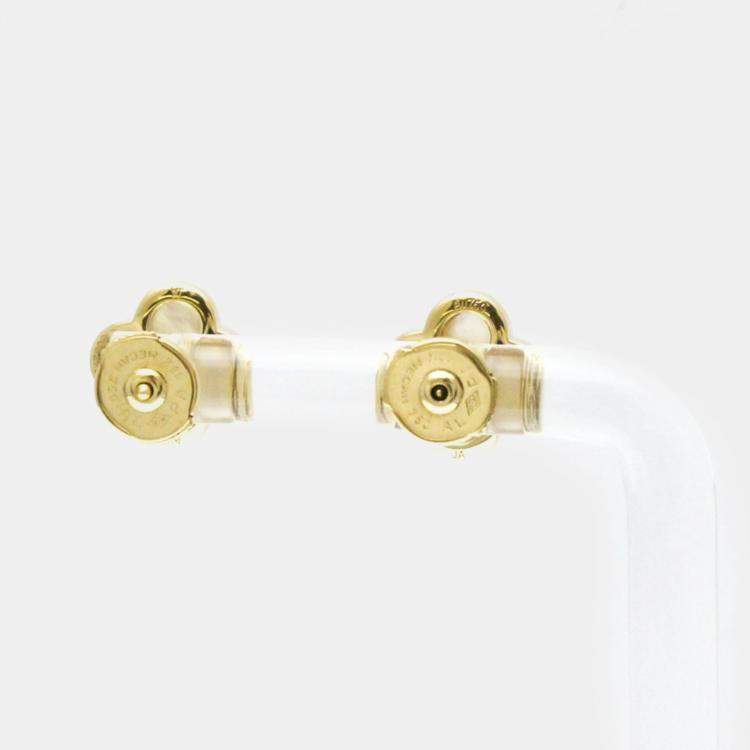 Pre Owned Van Cleef & Arpels Pure Alhambra Mother Of Pearl 18K Yellow Gold Earrings