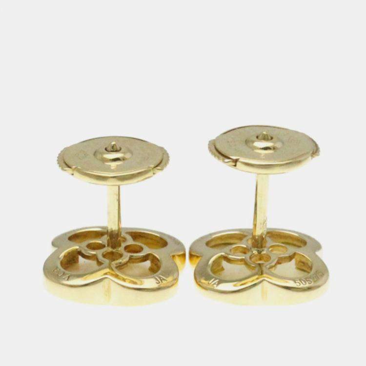 Pre Owned Van Cleef & Arpels Pure Alhambra Mother Of Pearl 18K Yellow Gold Earrings