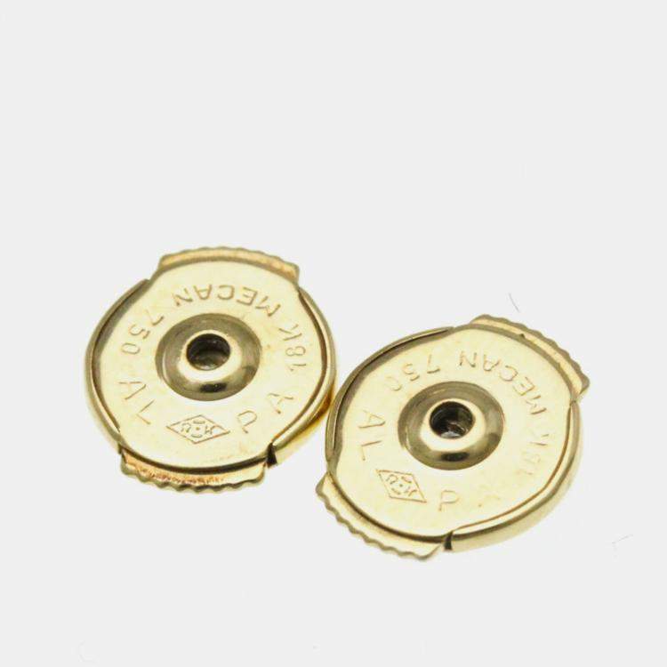 Pre Owned Van Cleef & Arpels Pure Alhambra Mother Of Pearl 18K Yellow Gold Earrings