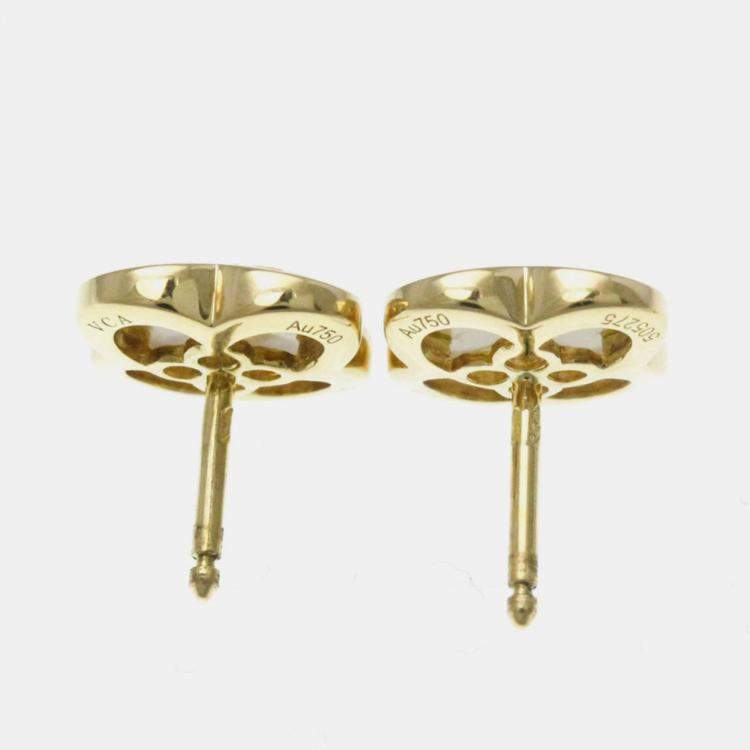 Pre Owned Van Cleef & Arpels Pure Alhambra Mother Of Pearl 18K Yellow Gold Earrings
