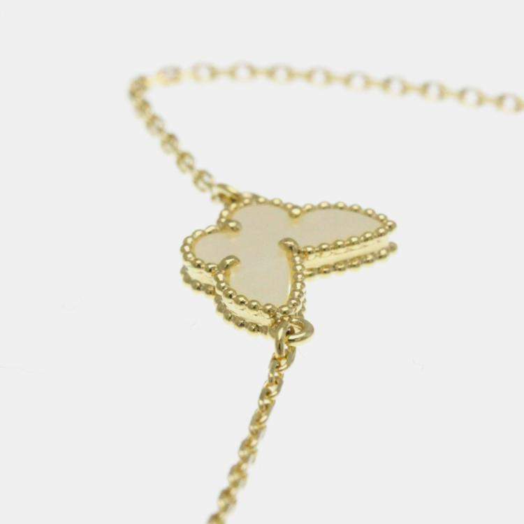 Pre Owned Van Cleef & Arpels Butterfly Sweet Alhambra 18K Yellow Gold, Mother of Pearl Bracelet