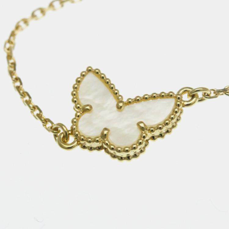 Pre Owned Van Cleef & Arpels Butterfly Sweet Alhambra 18K Yellow Gold, Mother of Pearl Bracelet