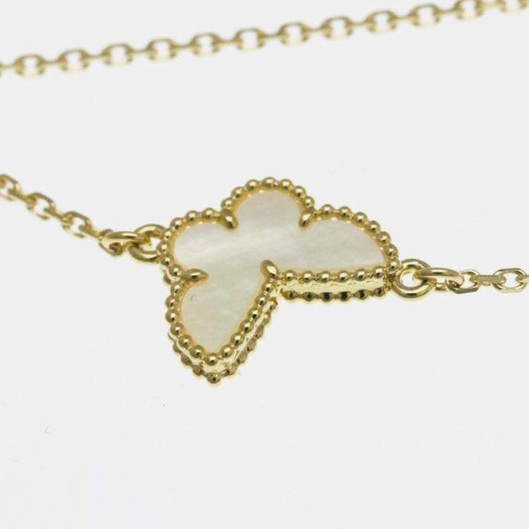 Pre Owned Van Cleef & Arpels Butterfly Sweet Alhambra 18K Yellow Gold, Mother of Pearl Bracelet
