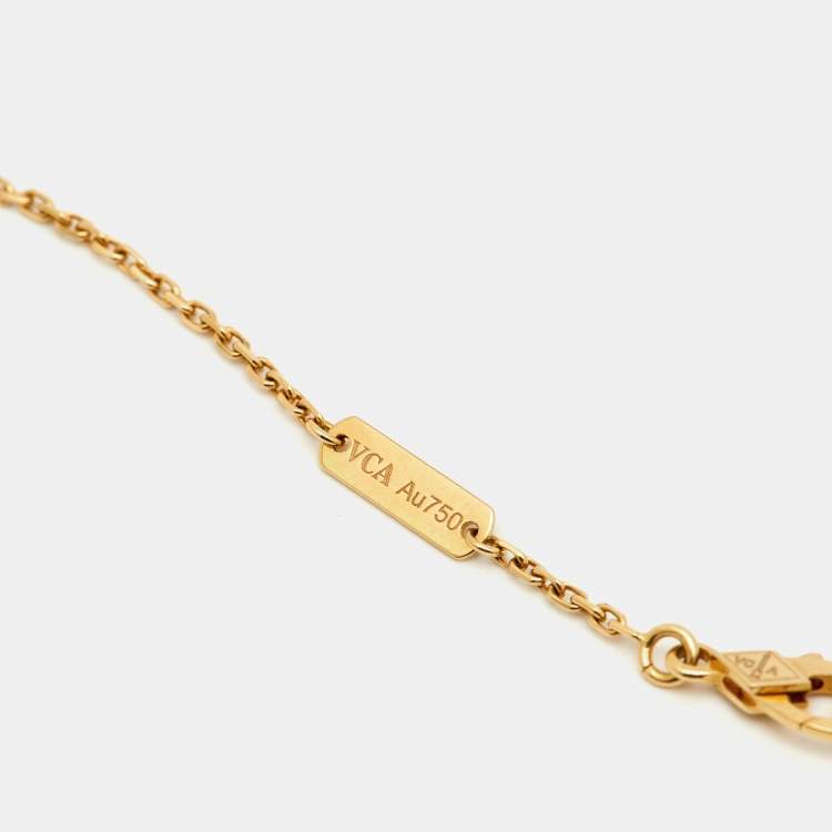 Pre Owned Van Cleef & Arpels Vintage Alhambra Malachite 18k Yellow Gold Necklace