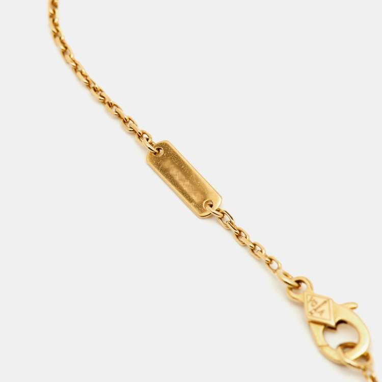 Pre Owned Van Cleef & Arpels Vintage Alhambra Malachite 18k Yellow Gold Necklace