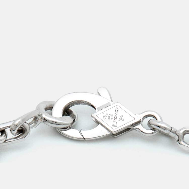 Pre Owned Van Cleef & Arpels Vintage Alhambra 18k White Gold 5 Motif Staton Bracelet