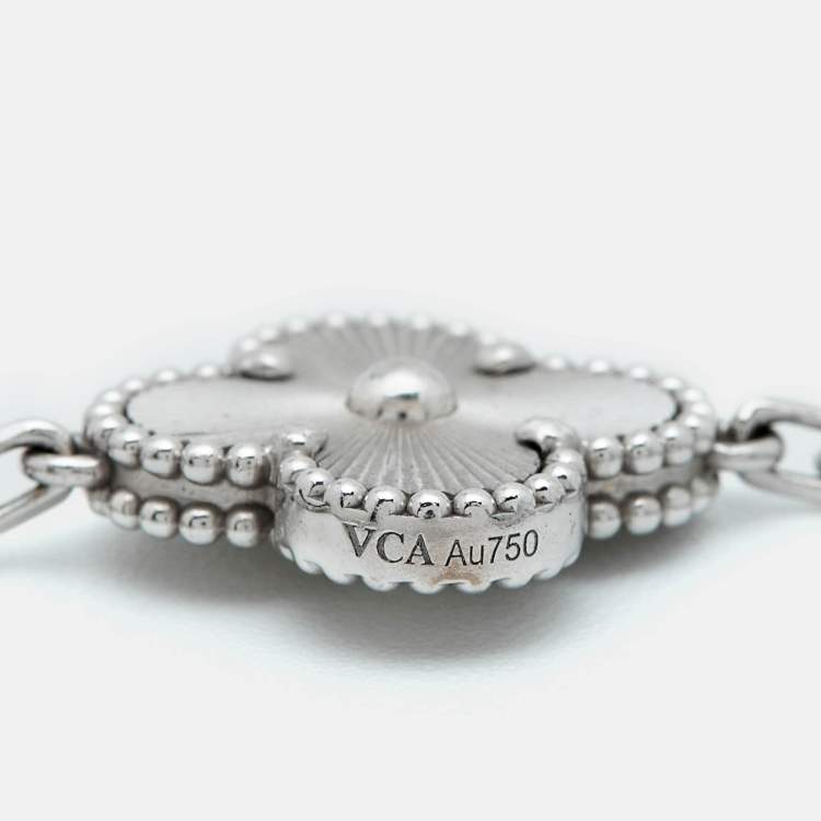 Pre Owned Van Cleef & Arpels Vintage Alhambra 18k White Gold 5 Motif Staton Bracelet