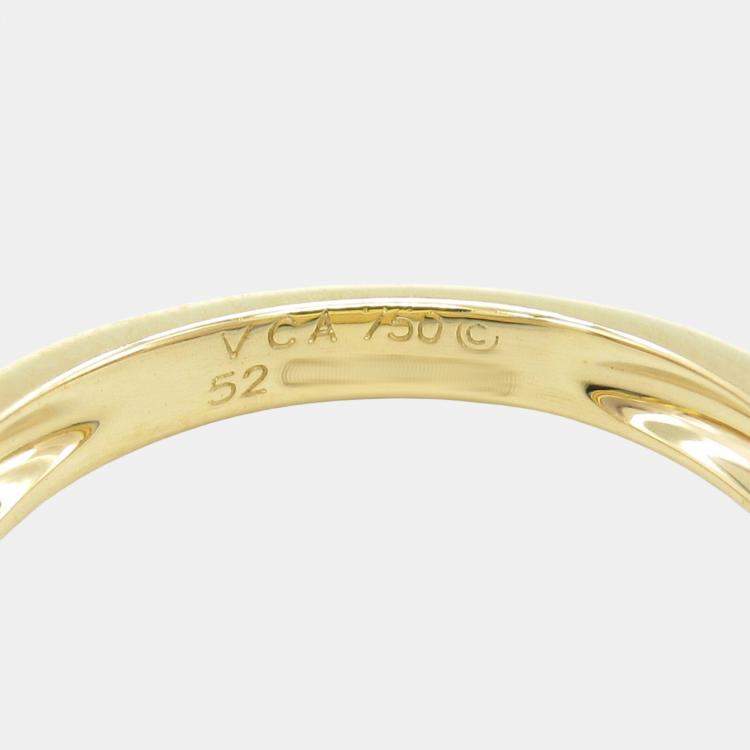 Pre Owned Van Cleef & Arpels Vintage Alhambra 18K Yellow Gold, Diamond, Mother of Pearl Ring EU 49