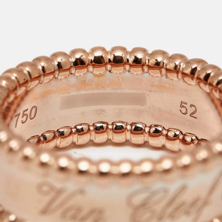 Pre Owned Van Cleef & Arpels Perlée Signature 18k Rose Gold Ring Size 52