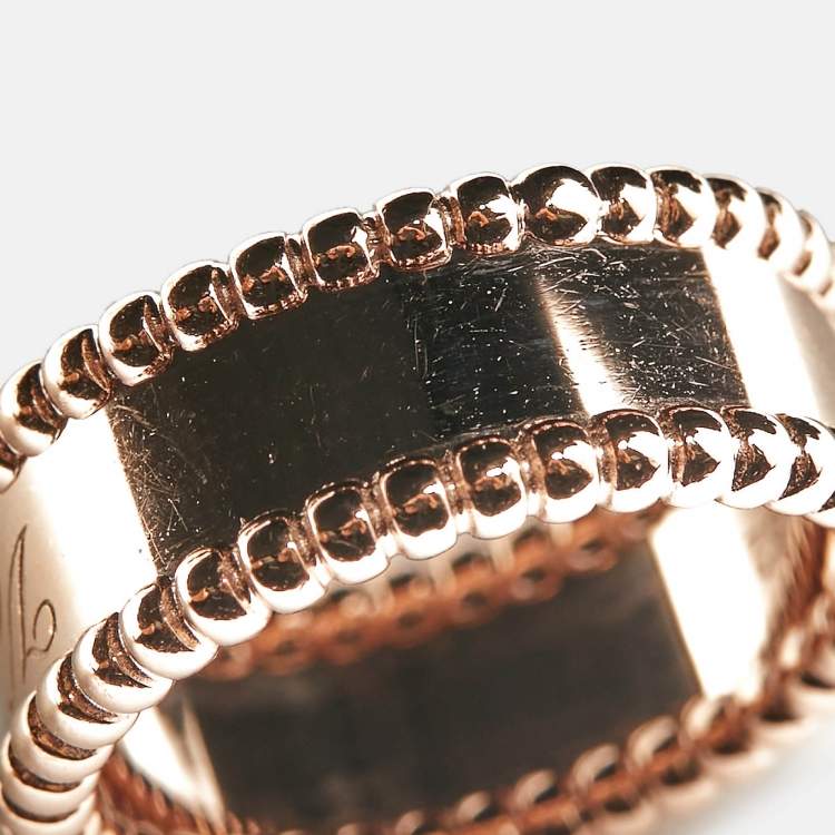 Pre Owned Van Cleef & Arpels Perlée Signature 18k Rose Gold Ring Size 52
