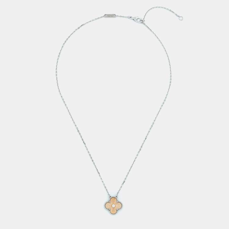 Pre Owned Van Cleef & Arpels Vintage Alhambra Diamond 18k Two Tone Holiday Pendant 2024 Pendant Necklace