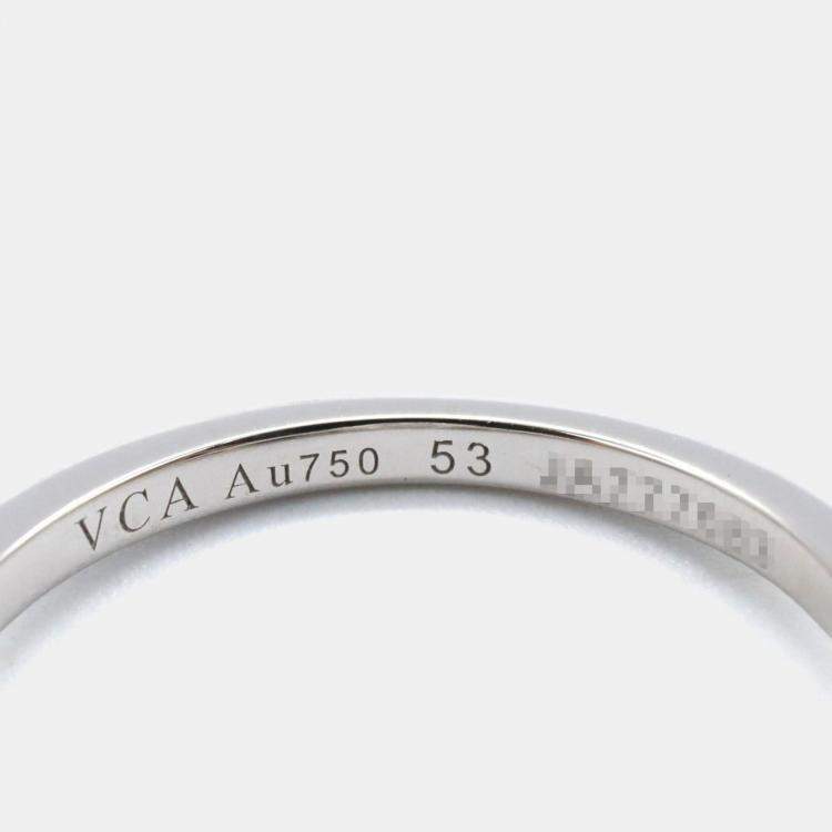 Pre Owned Van Cleef & Arpels Sweet Alhambra Diamond 18K White Gold Ring EU 53