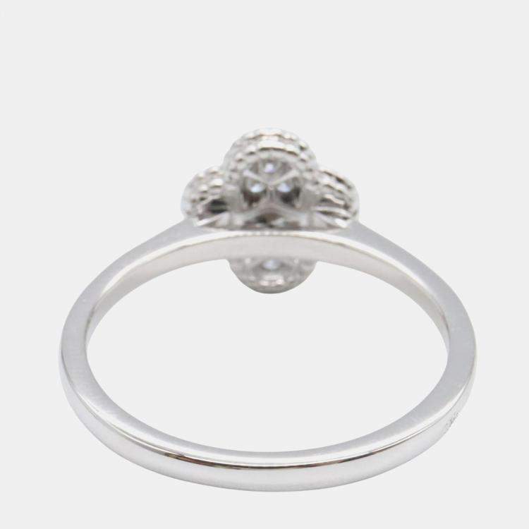 Pre Owned Van Cleef & Arpels Sweet Alhambra Diamond 18K White Gold Ring EU 53