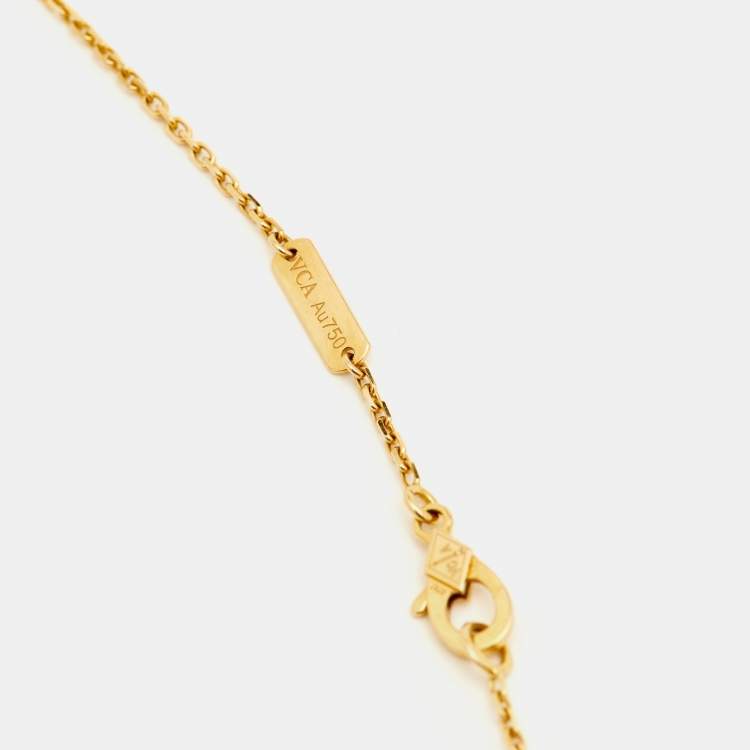 Pre Owned Van Cleef & Arpels Vintage Alhambra Malachite 18k Yellow Gold Necklace