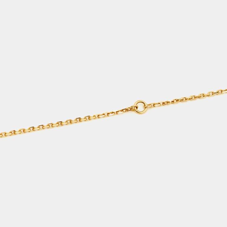 Pre Owned Van Cleef & Arpels Vintage Alhambra Malachite 18k Yellow Gold Necklace