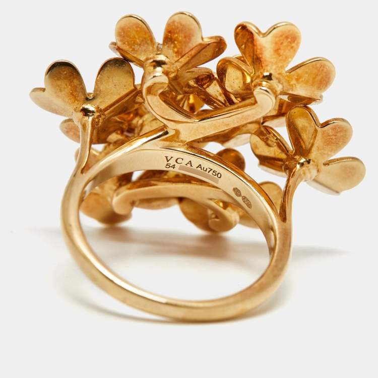 Pre Owned Van Cleef & Arpels Frivole 8 Flowers Diamonds 18k Yellow Gold Ring Size 54