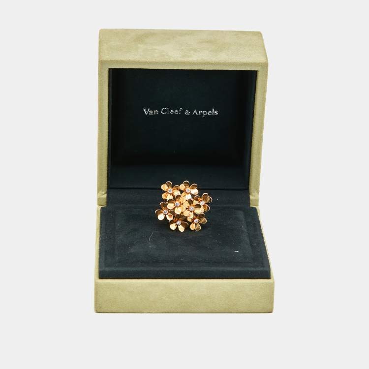 Pre Owned Van Cleef & Arpels Frivole 8 Flowers Diamonds 18k Yellow Gold Ring Size 54