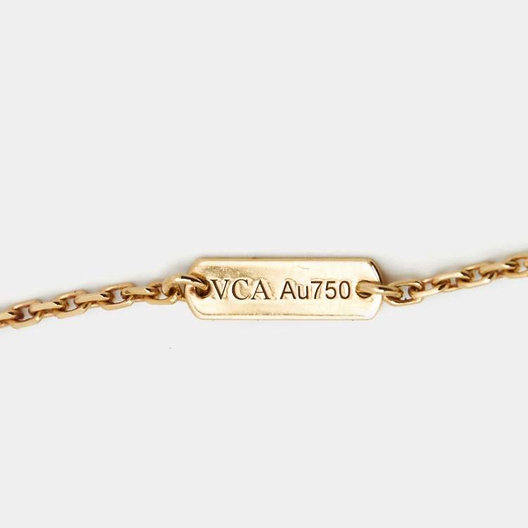 Pre Owned Van Cleef & Arpels Vintage Alhambra Malachite 18k Yellow Gold Necklace