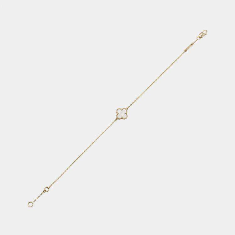 Pre Owned Van Cleef & Arpels 18K Yellow Gold and Mother of Pearl Sweet Alhambra Bracelet