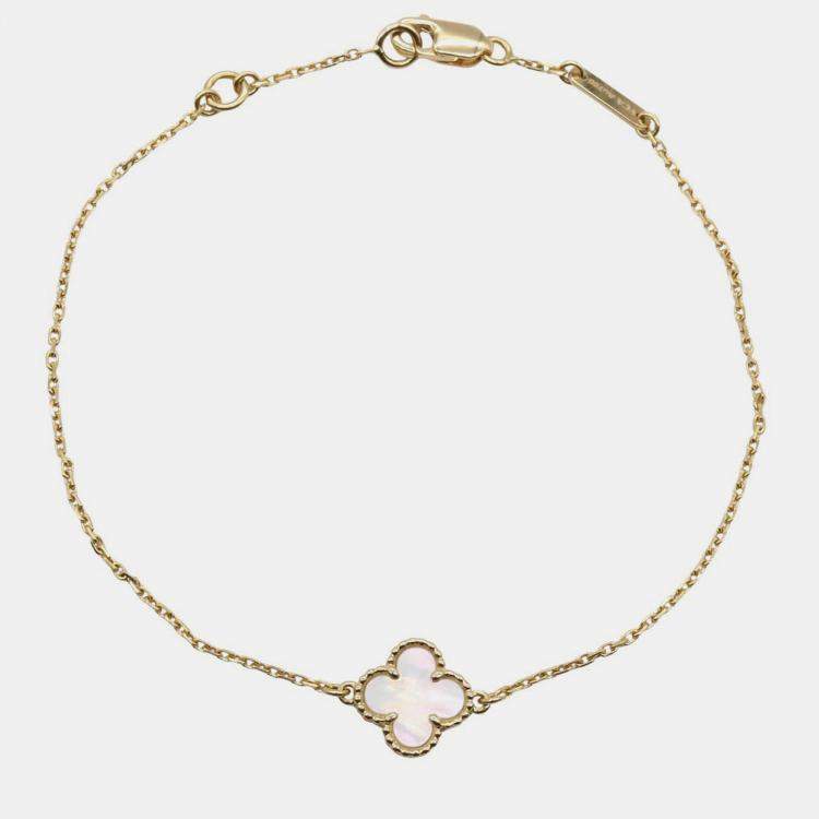 Pre Owned Van Cleef & Arpels 18K Yellow Gold and Mother of Pearl Sweet Alhambra Bracelet