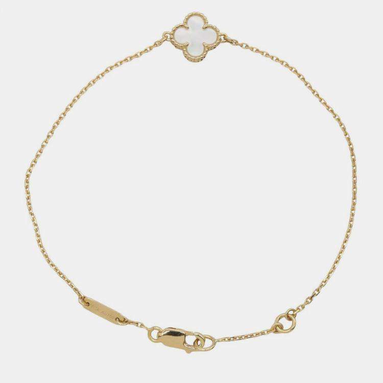 Pre Owned Van Cleef & Arpels 18K Yellow Gold and Mother of Pearl Sweet Alhambra Bracelet