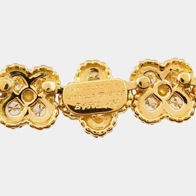 Pre Owned Van Cleef & Arpels Alhambra 18K Yellow Gold 1.51ct Diamond Necklace