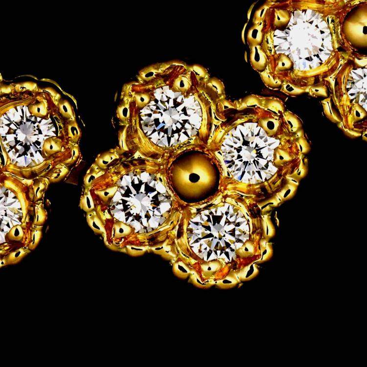 Pre Owned Van Cleef & Arpels Alhambra 18K Yellow Gold 1.51ct Diamond Necklace