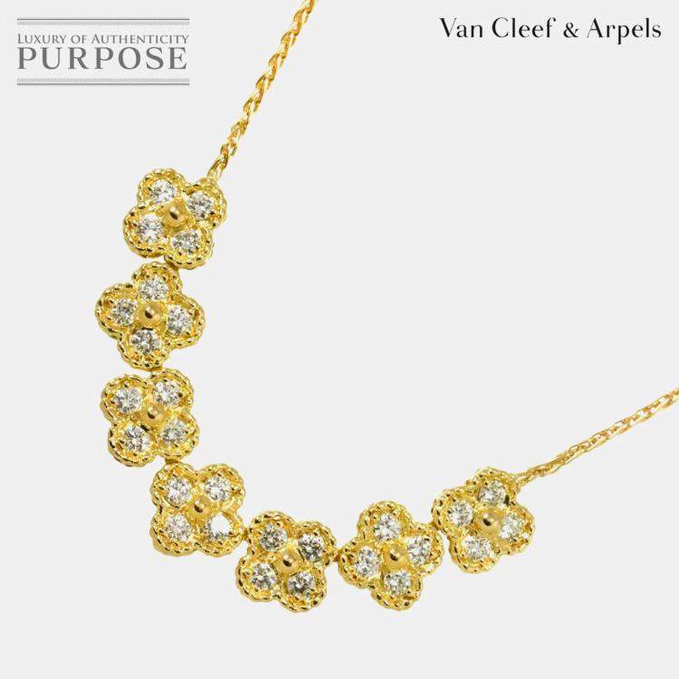Pre Owned Van Cleef & Arpels Alhambra 18K Yellow Gold 1.51ct Diamond Necklace