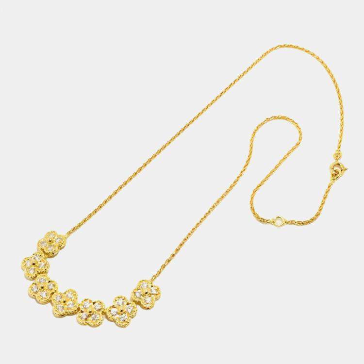 Pre Owned Van Cleef & Arpels Alhambra 18K Yellow Gold 1.51ct Diamond Necklace