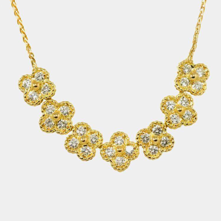 Pre Owned Van Cleef & Arpels Alhambra 18K Yellow Gold 1.51ct Diamond Necklace