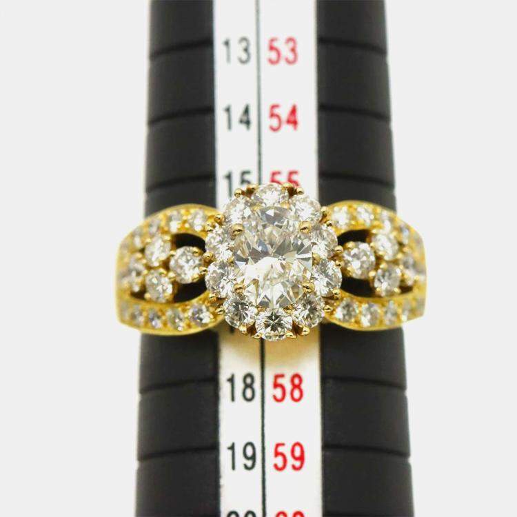 Pre Owned Van Cleef & Arpels 18K Yellow Gold Diamond Ring EU 57