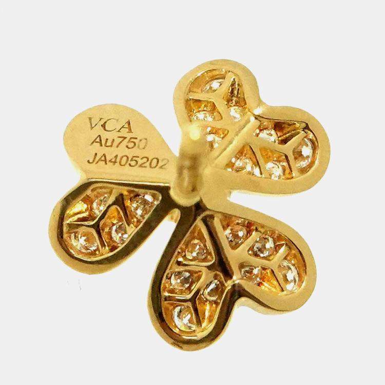 Pre Owned Van Cleef & Arpels Frivole Mini 18K Yellow Gold Diamond Earrings
