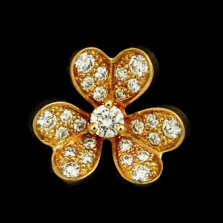 Pre Owned Van Cleef & Arpels Frivole Mini 18K Yellow Gold Diamond Earrings