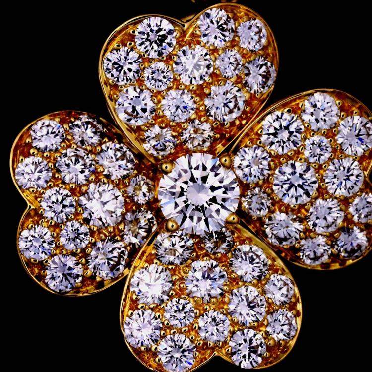 Pre Owned Van Cleef & Arpels Cosmos Medium 18K Yellow Gold Diamond Necklace Brooch