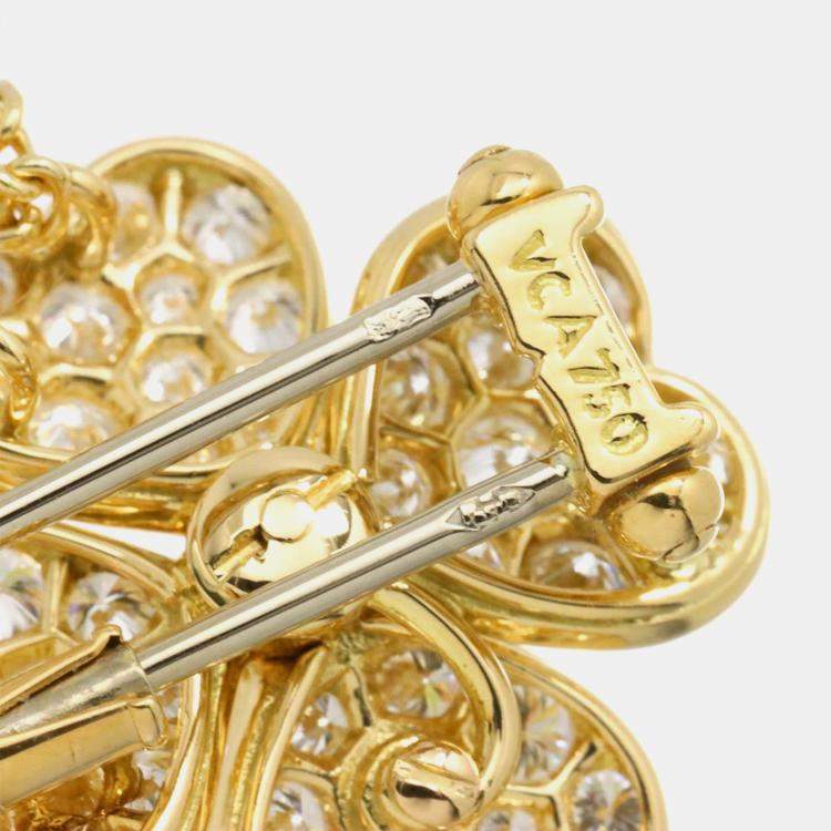 Pre Owned Van Cleef & Arpels Cosmos Medium 18K Yellow Gold Diamond Necklace Brooch