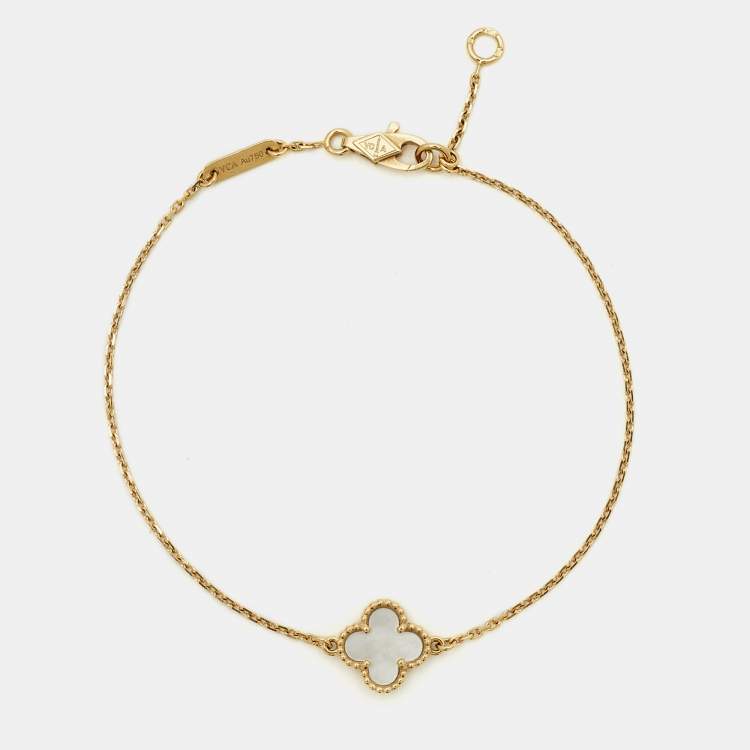 Pre Owned Van Cleef & Arpels Sweet Alhambra Mother of Pearl 18k Yellow Gold Bracelet