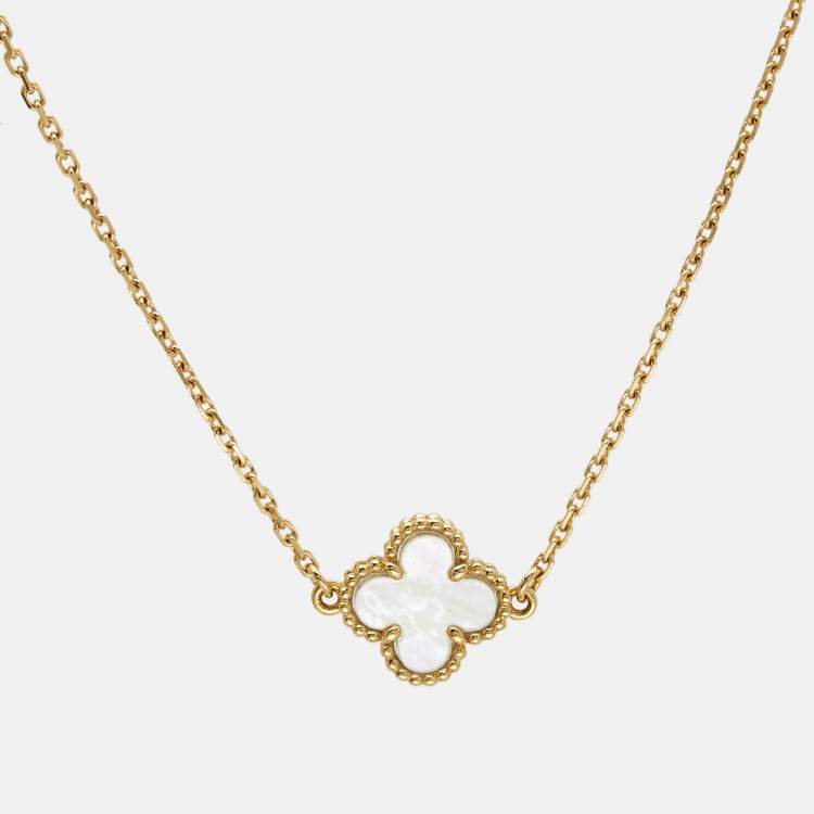 Pre Owned Van Cleef & Arpels Sweet Alhambra Mother of Pearl 18k Yellow Gold Bracelet