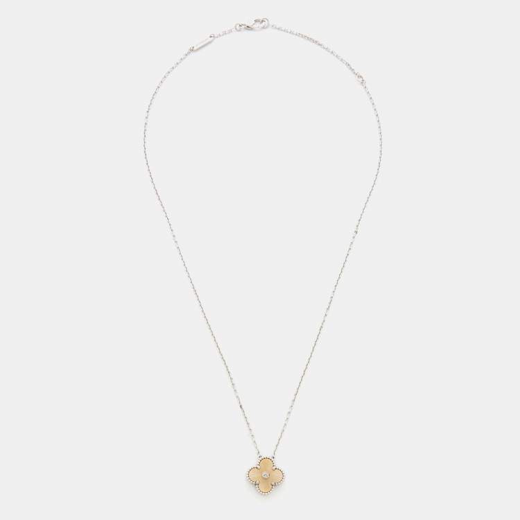 Pre Owned Van Cleef & Arpels Vintage Alhambra Diamond 18k Two Tone Holiday Pendant 2024 Pendant Necklace