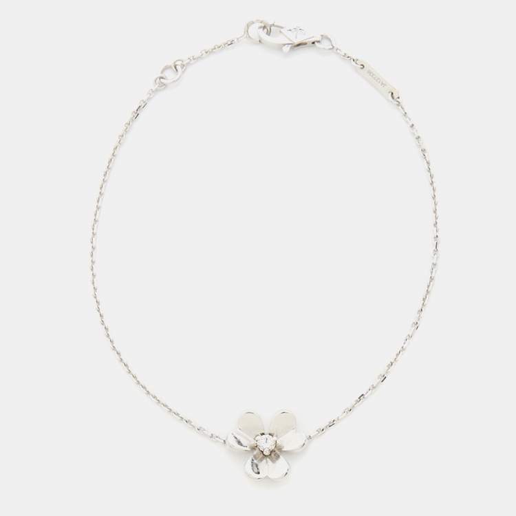 Pre Owned Van Cleef & Arpels Frivole Diamond 18k White Gold Mini Model Bracelet