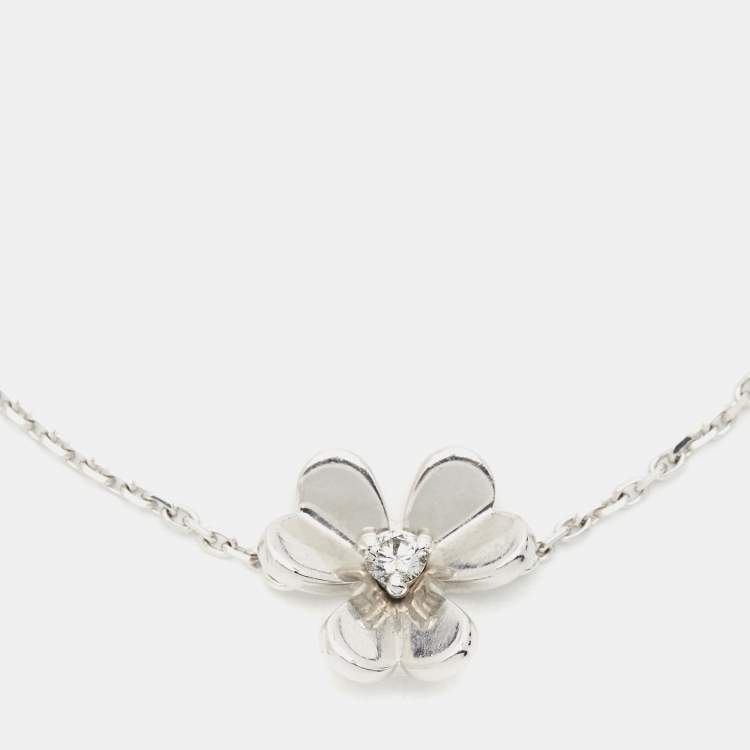 Pre Owned Van Cleef & Arpels Frivole Diamond 18k White Gold Mini Model Bracelet