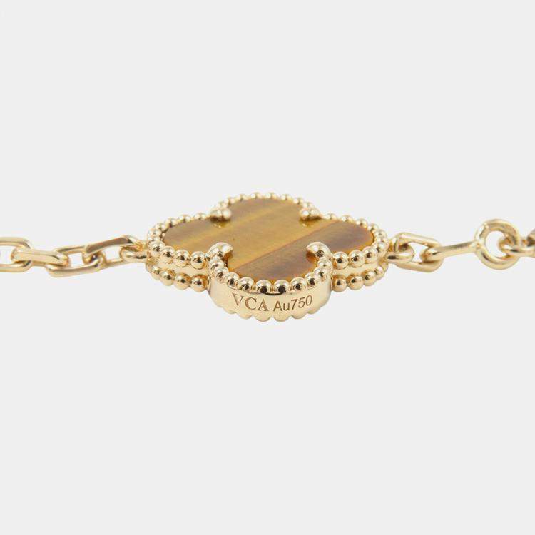 Pre Owned Van Cleef & Arpels Vintage Alhambra 18K Yellow Gold 10 Motif Necklace