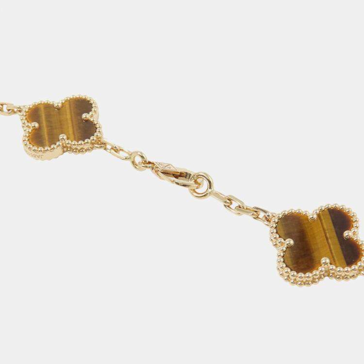 Pre Owned Van Cleef & Arpels Vintage Alhambra 18K Yellow Gold 10 Motif Necklace