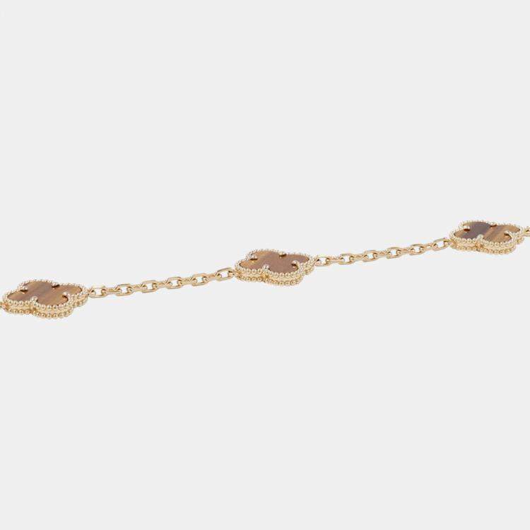 Pre Owned Van Cleef & Arpels Vintage Alhambra 18K Yellow Gold 10 Motif Necklace