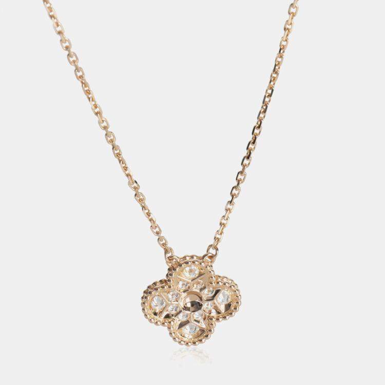 Pre Owned Van Cleef & Arpels Vintage Alhambra 18K Rose Gold and Diamond Pendant Necklace