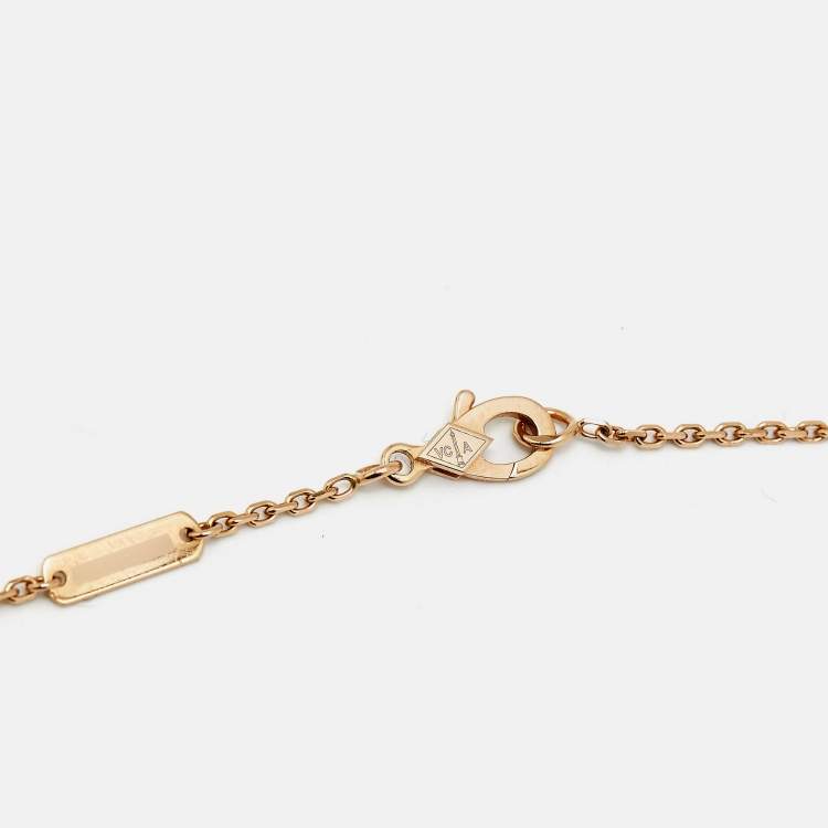 Pre Owned Van Cleef & Arpels Vintage Alhambra Grey Mother of Pearl 18k Rose Gold Necklace