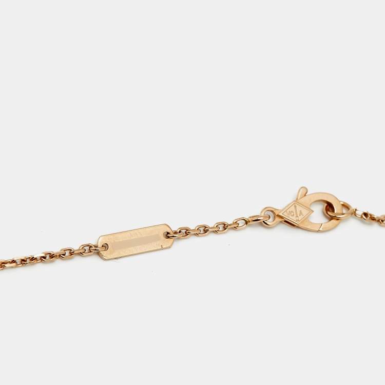 Pre Owned Van Cleef & Arpels Vintage Alhambra Grey Mother of Pearl 18k Rose Gold Necklace