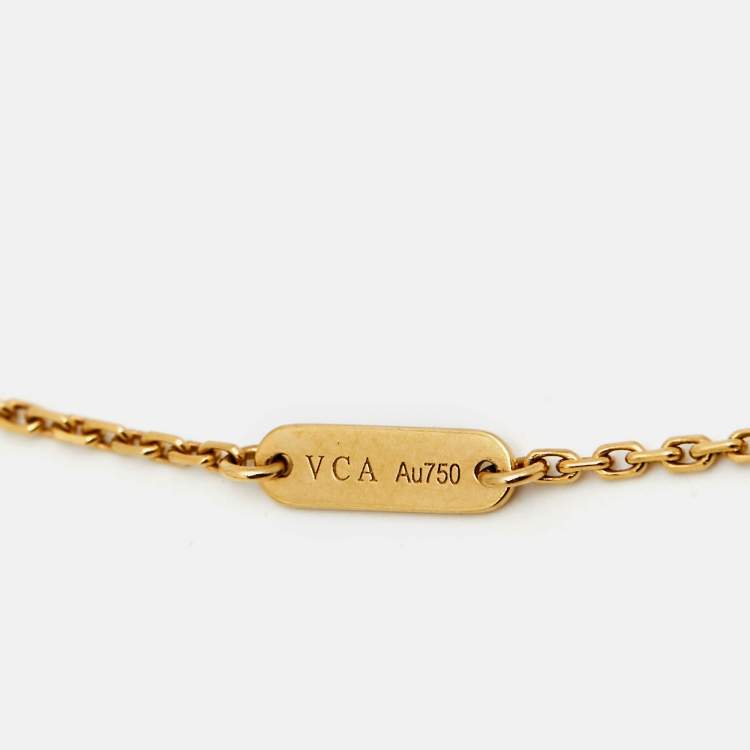 Pre Owned Van Cleef & Arpels Vintage Alhambra Onyx 18k Yellow Gold Necklace