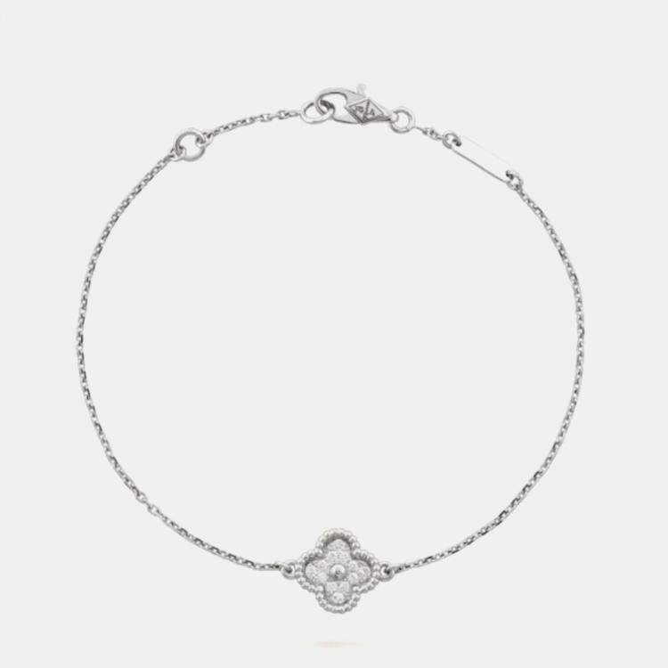Pre Owned Van Cleef & Arpels Single-motif diamond white gold bracelet small size
